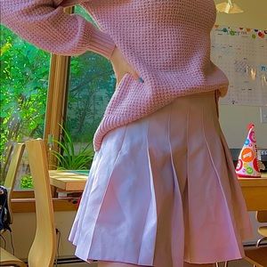 baby pink pleated skater skirt